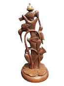 20TH CENTURY KASHMIRI CARVED WOODEN LAMP BASE
