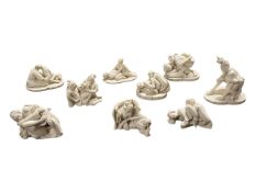 COLLECTION OF JAPANESE EROTIC RESIN OKIMONO NETSUKE