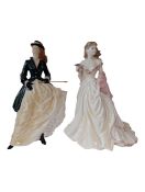 ROYAL WORCESTER - TWO 1990S HIGH SOCIETY COLLECTION LADY FIGURES
