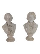 PAIR OF PLASTER BUSTS - BEETHOVEN & MOZART
