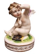 19TH CENTURY NAPLES CAPODIMONTE PORCELAIN CHERUB FIGURE