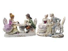 MANNER OF DRESDEN - TWO 20TH CENTURY CONTINENTAL PORCELAIN GROUP FIGURES