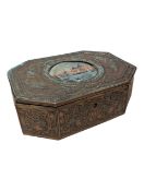 EARLY 20TH CENTURY FRENCH COPPER LIDDED OCTAGONAL JEWELLERY / TRINKET BOX