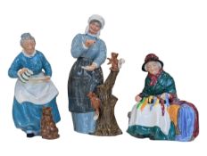 ROYAL DOULTON - THREE VINTAGE 20TH CENTURY PORCELAIN FEMALE FIGURES