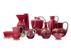 COLLECTION OF LATE 19TH / 20TH CENTURY CRANBERRY GLASS PIECES