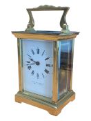 MAPPIN & WEBB - 20TH CENTURY BRASS & GLASS CARRIAGE CLOCK