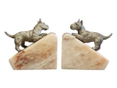 20TH CENTURY ART DECO STYLE SCOTTIE DOG ONYX BOOKENDS