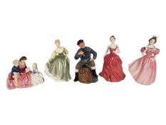 ROYAL DOULTON - FIVE 20TH CENTURY VINTAGE PORCELAIN FIGURES