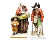 TWO 20TH CENTURY ITALIAN / NAPLES CAPODIMONTE PORCELAIN FIGURINES