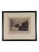 ANTOINE YVON MONAY (1922-1954) - EARLY 20TH CENTURY LES BOUQUINISTES MONOCHROME ETCHING