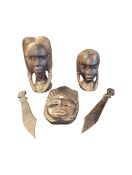 COLLECTION OF 20TH CENTURY AFRICAN CARVED HARDWOOD ITEMS