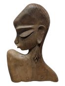 ATTRIBUTED TO HAGENAUER - 20TH CENTURY AFRICAN CARVED WOODEN WOMAN BUST