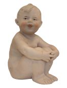 GEBRUDER HEUBACH - LATE 19TH CENTURY HAND PAINTED GERMAN BISQUE PIANO BABY FIGURE