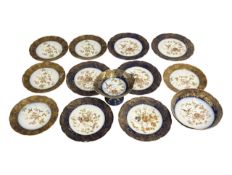 LIMOGES, FRANCE - COLLECTION OF FRENCH PORCELAIN COBALT & GILT DESSERT PLATES