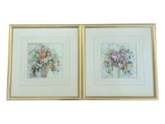 DEREK BROWN (BRITISH, 20TH CENTURY) - TWO ORIGINAL WATERCOLOUR FLORAL PAINTINGS