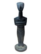 20TH CENTURY CYCLADIC PATINATED BRASS FIGURE OF A NUDE WOMAN
