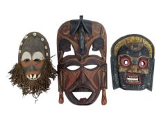 AFRICAN TRIBAL ART - COLLECTION OF THREE HAND MADE AFRICAN CEREMONY MASKS