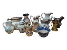 COLLECTION OF 19TH & 20TH CENTURY CERAMIC JUGS, PITCHERS, AND TEAPOT