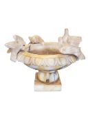 20TH CENTURY ALABASTER BIRD BATH CENTREPIECE