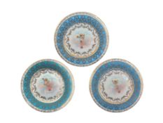 ROYAL VIENNA - THREE 19TH CENTURY CHINA CABINET PLATES