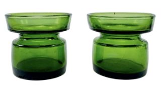 DANSK DESIGNS LTD - PAIR OF STUDIO ART GLASS CANDLESTICK HOLDERS