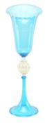 MURANO GLASS - VINTAGE EARLY 21ST CENTURY HAND BLOWN CHALICE GOBLET IN ICE BLUE