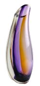 GORAN WARFF FOR KOSTA BODA SWEDEN - LARGE STUDIO ART GLASS VASE IN PURPLE & GREEN