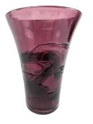 BAXTER FOR WHITEFRIARS - NO. 9798 - RANDOM STRAPPED GLASS VASE IN AUBERGINE
