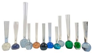 COLLECTION OF ELEVEN MID-CENTURY BUBBLE CONTROL BUD VASES