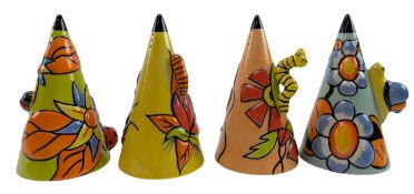 LORNA BAILEY FOR OLD ELLGREAVE POTTERY - FOUR LIMITED BUG SUGAR SHAKERS
