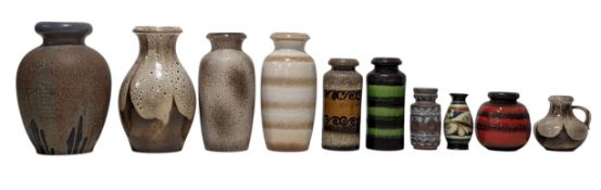 COLLECTION OF TEN VINTAGE 1960S WEST GERMAN POTTERY VASES