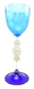MURANO GLASS - VINTAGE EARLY 21ST CENTURY HAND BLOWN CHALICE GOBLET IN ICE BLUE