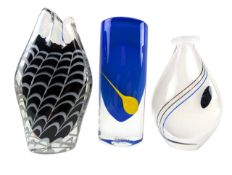 THREE SWEDISH STUDIO ART GLASS VASES