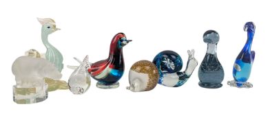 MIXED SELECTION OF 20TH CENTURY STUDIO ART GLASS ANIMALS