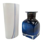 BERTIL VALLIEN FOR BODA AFORS SWEDEN - STUDIO ART GLASS BOTTLE VASE IN BLUE AND ANOTHER