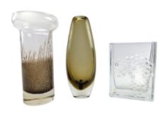 THREE SCANDINAVIAN SWEDISH & FINNISH STUDIO ART GLASS VASES