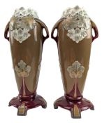 PAIR OF EICHWALD SECESSIONIST EARTHENWARE POTTERY VASES