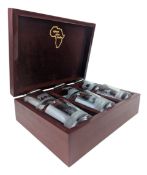 20TH CENTURY SET OF SIX GLASS TUMBLERS BY AFRICAN GLASS STUDIO