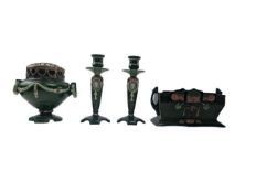 FOUR EICHWALD SECESSIONIST EARTHENWARE POTTERY PIECES