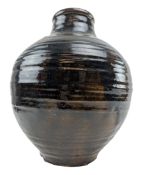 MID 20TH CENTURY STUDIO ART POTTERY TENMOKU GLAZED VASE