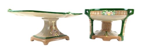 TWO EICHWALD SECESSIONIST EARTHENWARE CENTREPIECE TAZZAS