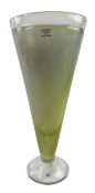 KJELL ENGMAN FOR KOSTA BODA SWEDEN - STUDIO ART GLASS TWISTER VASE IN LIME GREEN