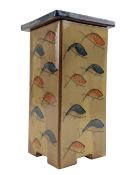PHILIP & FRANNIE LEACH - STUDIO ART POTTERY LIDDED VASE OF SQUARED FORM WITH PAINTED FISH