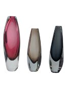 THREE SWEDISH STUDIO ART TRIFORM GLASS VASES