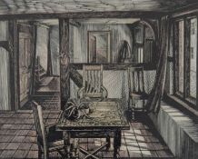 HOWARD PHIPPS (BRITISH, B.1954) - TIMBERED INTERIOR - WOOD ENGRAVING ARTISTS PROOF DATED 1984