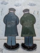 JOAN GILLCHREST (1918-2008) - TALKING ABOUT OLD TIMES - ORIGINAL OIL ON BOARD PAINTING