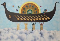 DAVOUD ZAHED (1936-1992) - UNTITLED SURREALIST ACRYLIC ON CANVAS PAINTING
