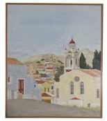 SHIRLEY TEED (1933-2018) - ST. ELEFTHERIOS, SYMI, GREECE - WATERCOLOUR PAINTING