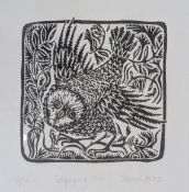 STEPHEN HILLS - DISPLAYING OWL - LIMITED EDITION ETCHING ON PAPER