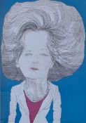 JOHN SPRINGS - MARGARET THATCHER - INK & GOUACHE ON PAPER